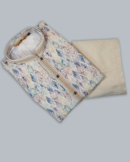 Cream Cotton Digital Printed Kurta Set