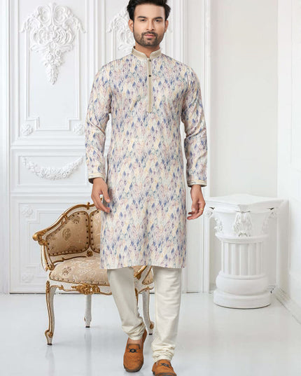 Cream Cotton Digital Printed Kurta Set