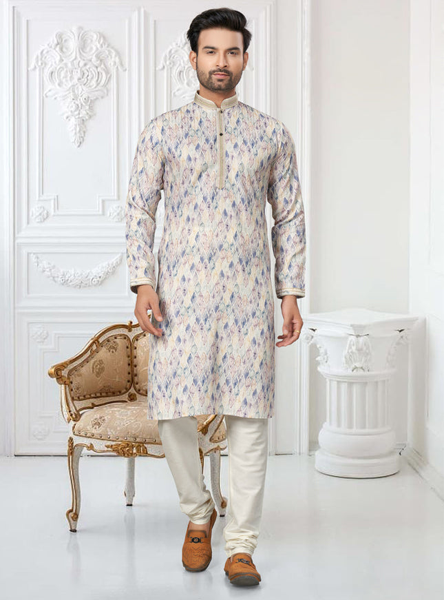 Cream Cotton Digital Printed Kurta Set