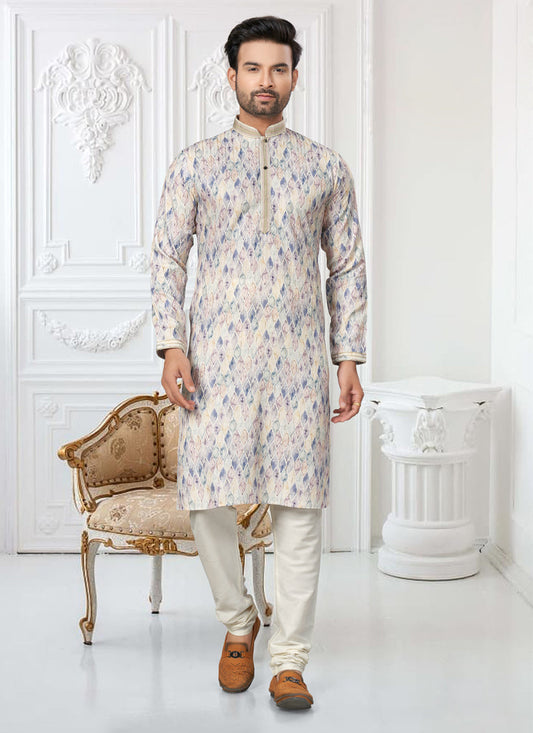 Cream Cotton Digital Printed Kurta Set