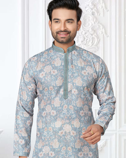 Sky Blue Cotton Digital Printed Kurta Set