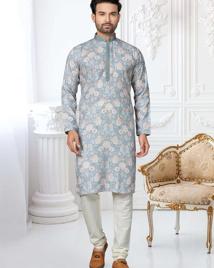 Sky Blue Cotton Digital Printed Kurta Set