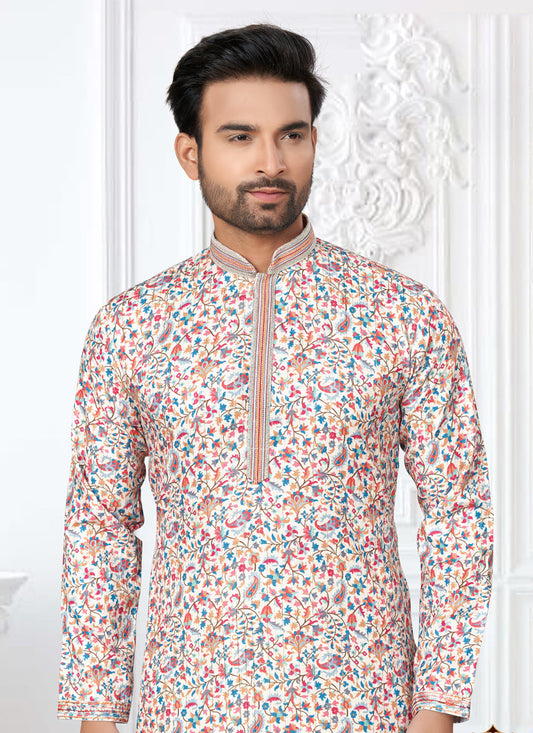 Cream Cotton Digital Printed Kurta Set
