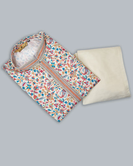 Cream Cotton Digital Printed Kurta Set
