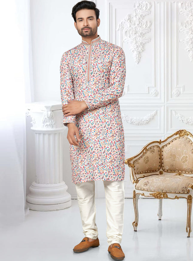 Cream Cotton Digital Printed Kurta Set