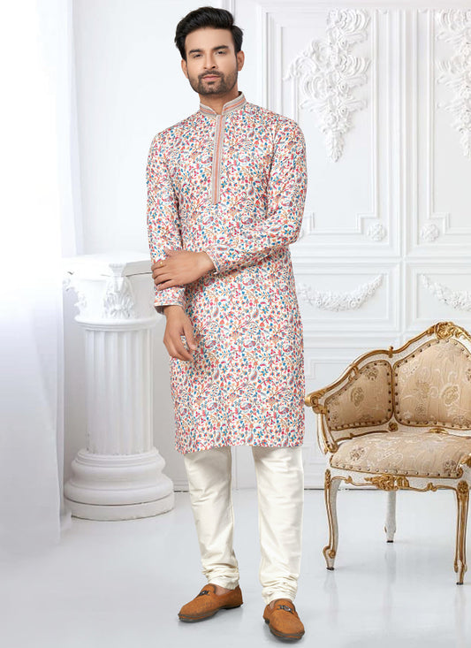 Cream Cotton Digital Printed Kurta Set