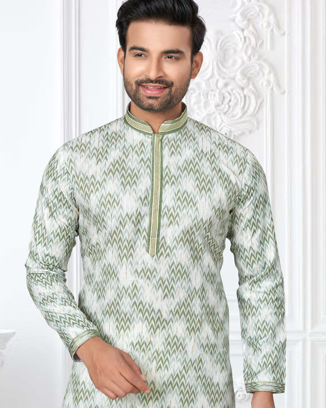Cream Cotton Digital Printed Kurta Set
