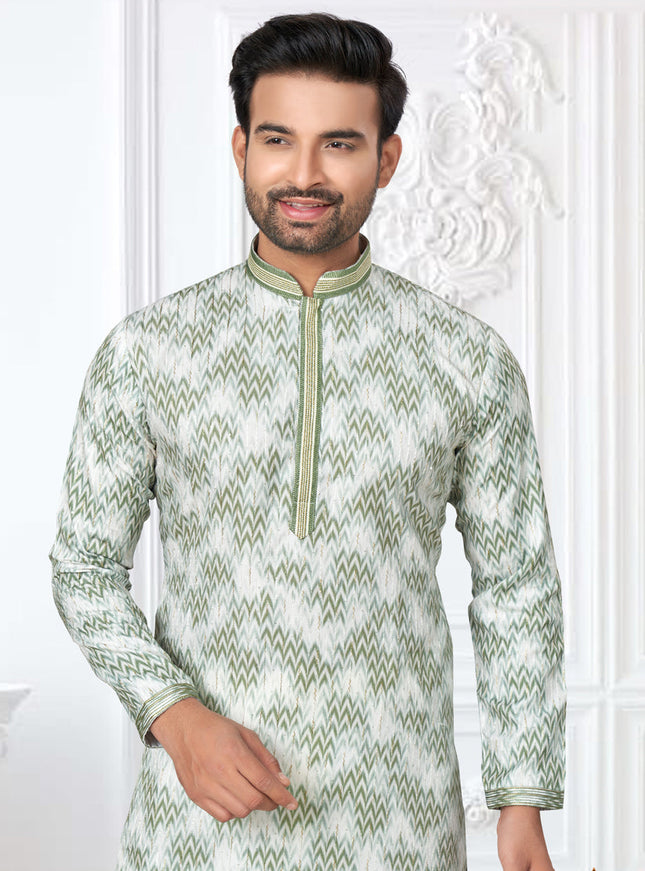 Cream Cotton Digital Printed Kurta Set