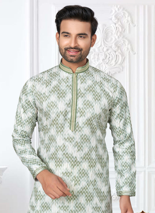 Cream Cotton Digital Printed Kurta Set