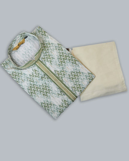 Cream Cotton Digital Printed Kurta Set