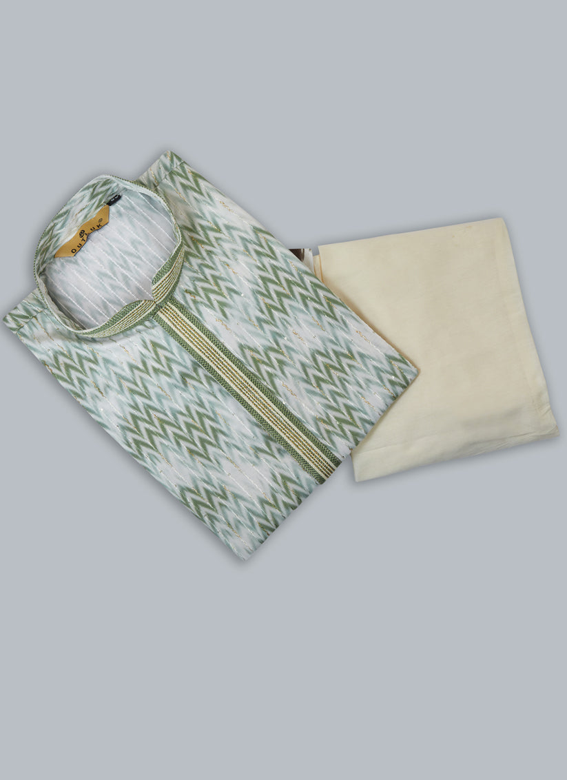Cream Cotton Digital Printed Kurta Set