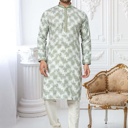 Cream Cotton Digital Printed Kurta Set