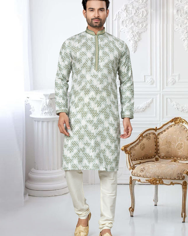 Cream Cotton Digital Printed Kurta Set