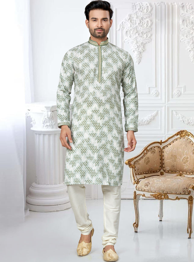 Cream Cotton Digital Printed Kurta Set