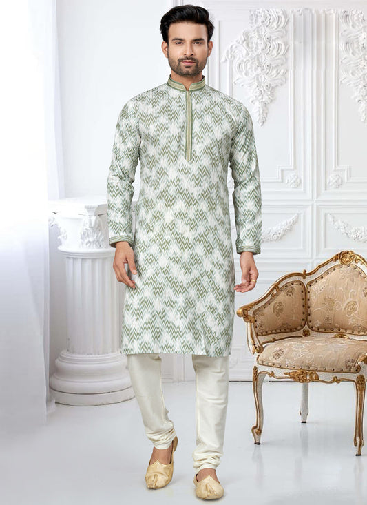 Cream Cotton Digital Printed Kurta Set
