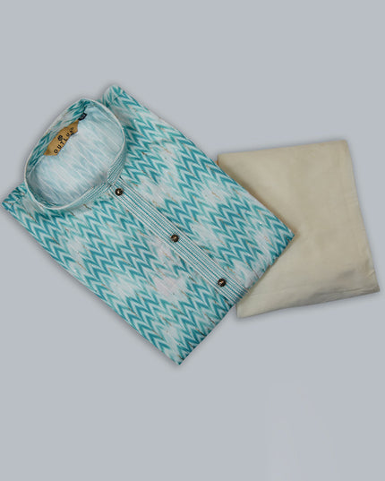 Sky Blue Cotton Kurta Pyjama Set
