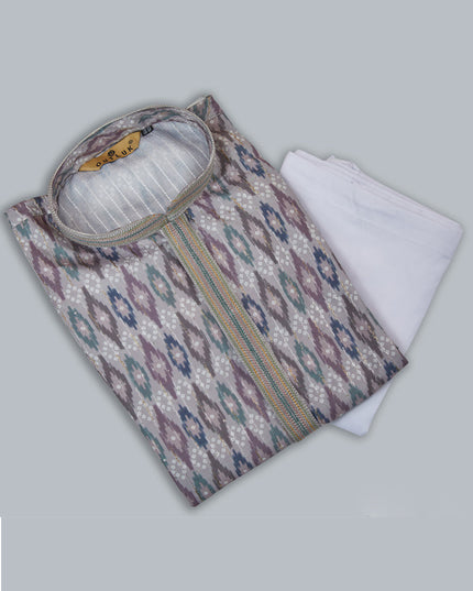 Grey Cotton Kurta Pyjama Set