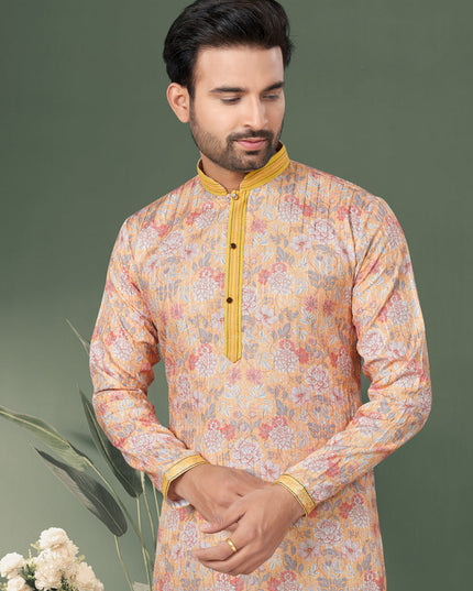 Peach Cotton Kurta Pyjama Set