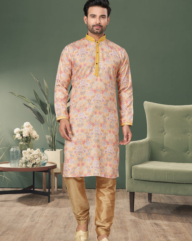 Peach Cotton Kurta Pyjama Set