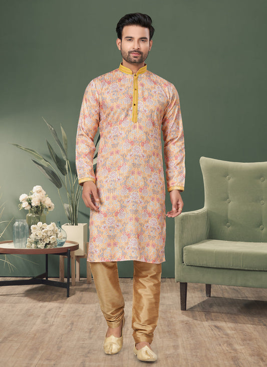 Peach Cotton Kurta Pyjama Set