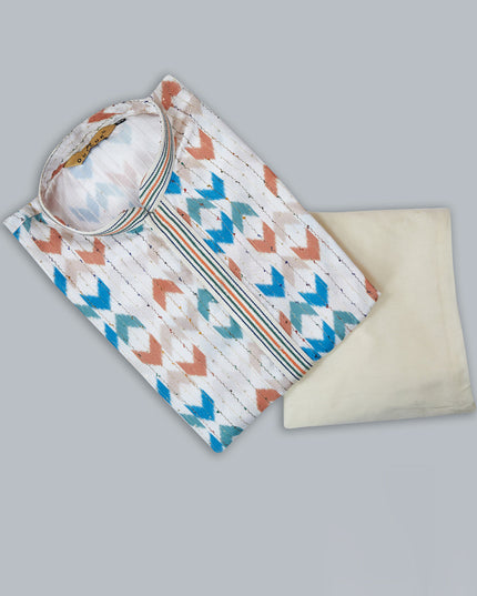 White Cotton Kurta Pyjama Set