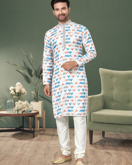 White Cotton Kurta Pyjama Set