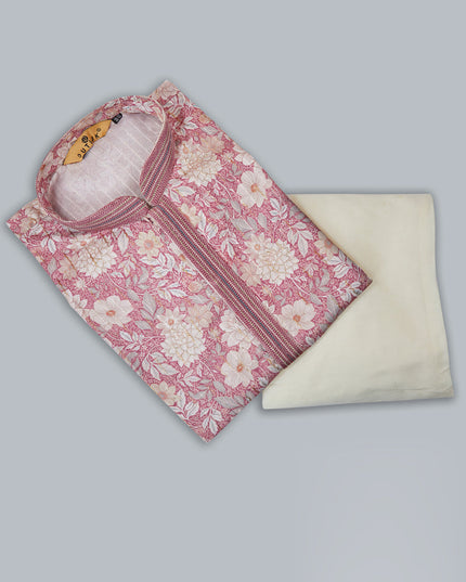 Pink Cotton Kurta Pyjama Set