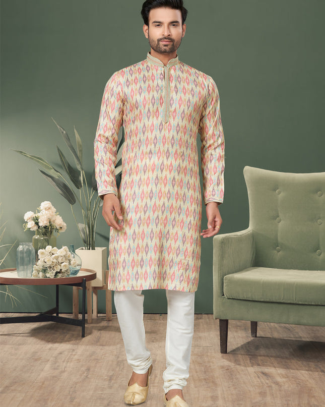 Cream Cotton Kurta Pyjama Set
