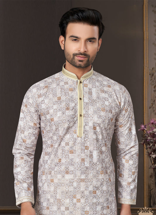 Grey Heavy Cotton Kurta Pyjama Set