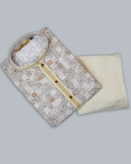 Grey Heavy Cotton Kurta Pyjama Set