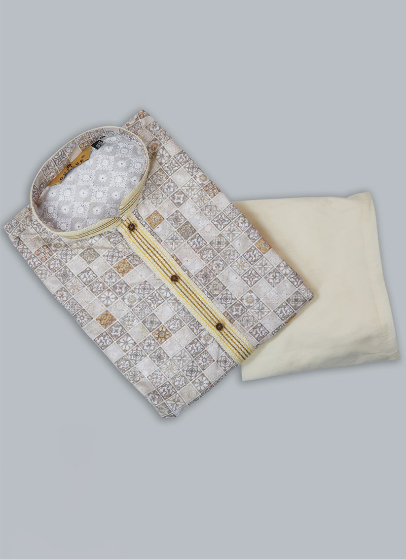 Grey Heavy Cotton Kurta Pyjama Set