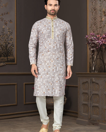 Grey Heavy Cotton Kurta Pyjama Set