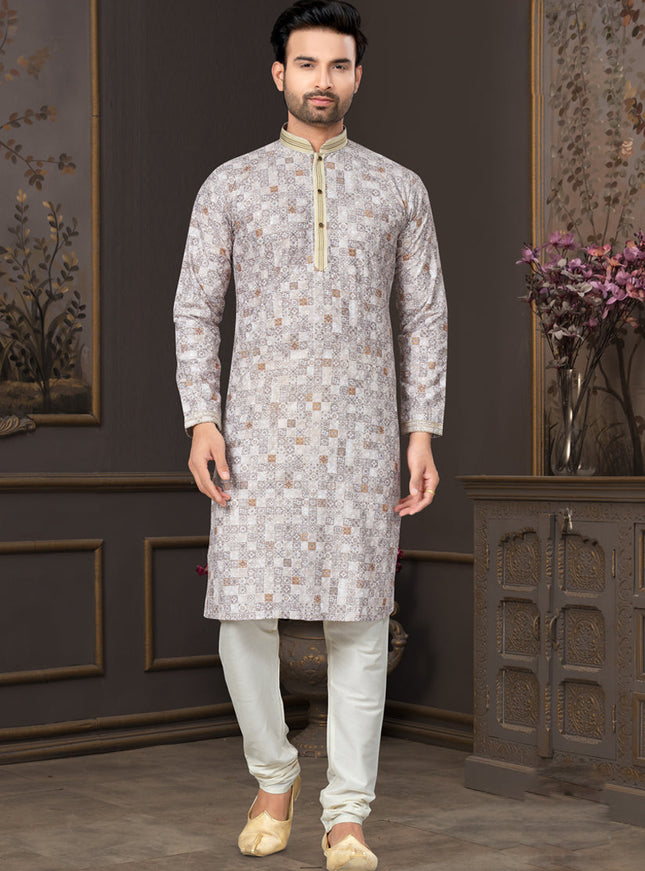 Grey Heavy Cotton Kurta Pyjama Set