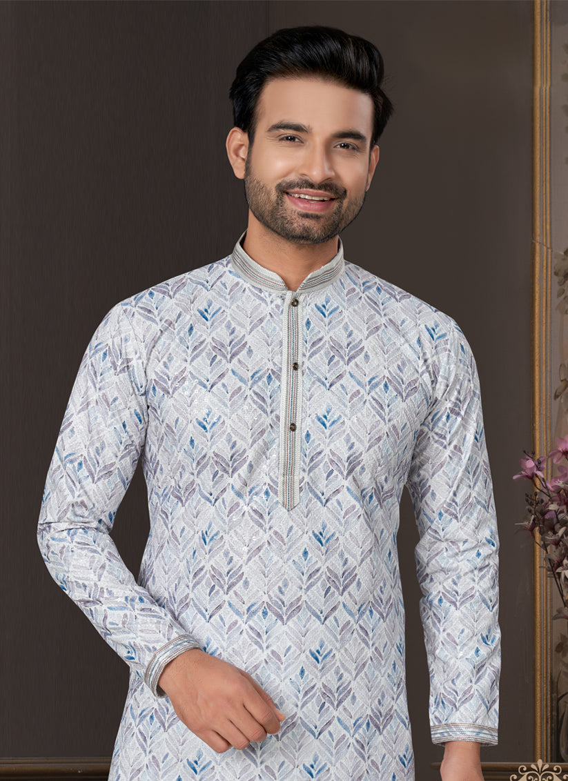 Grey Heavy Cotton Kurta Pyjama Set