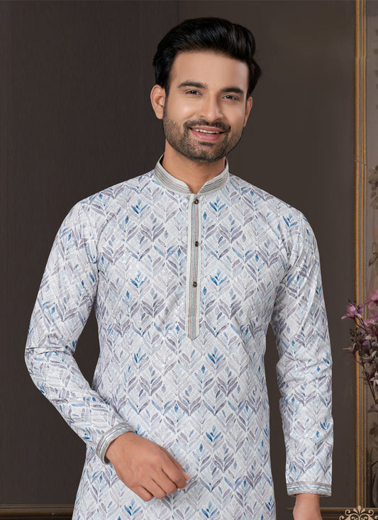 Grey Heavy Cotton Kurta Pyjama Set