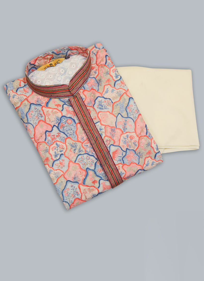 Peach Heavy Cotton Kurta Pyjama Set