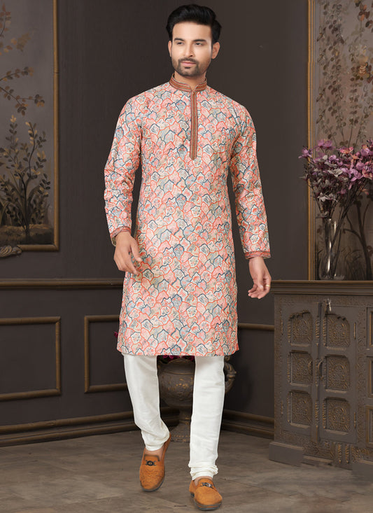 Peach Heavy Cotton Kurta Pyjama Set