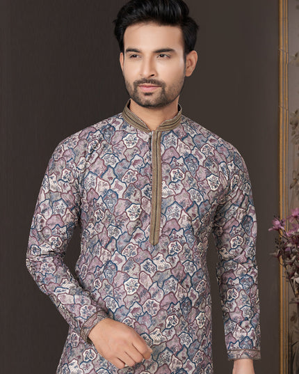 Grey Heavy Cotton Kurta Pyjama Set