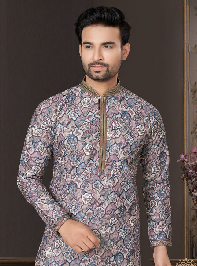 Grey Heavy Cotton Kurta Pyjama Set