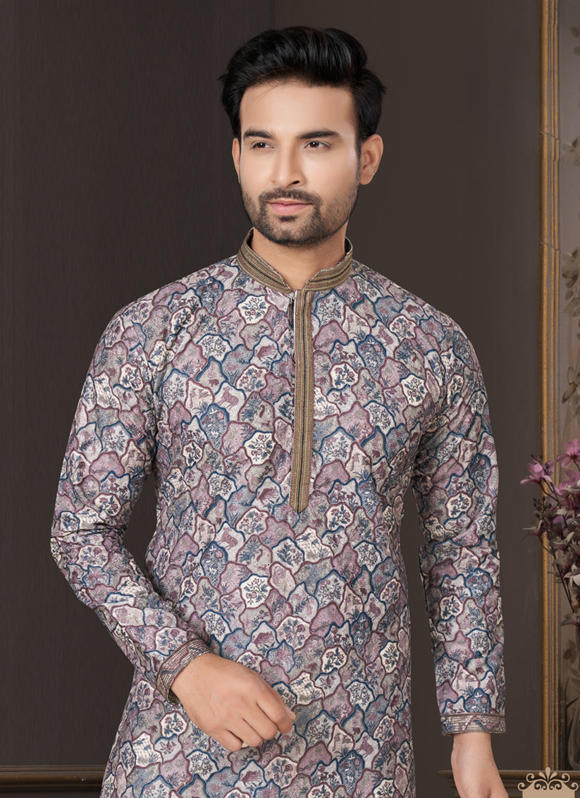 Grey Heavy Cotton Kurta Pyjama Set