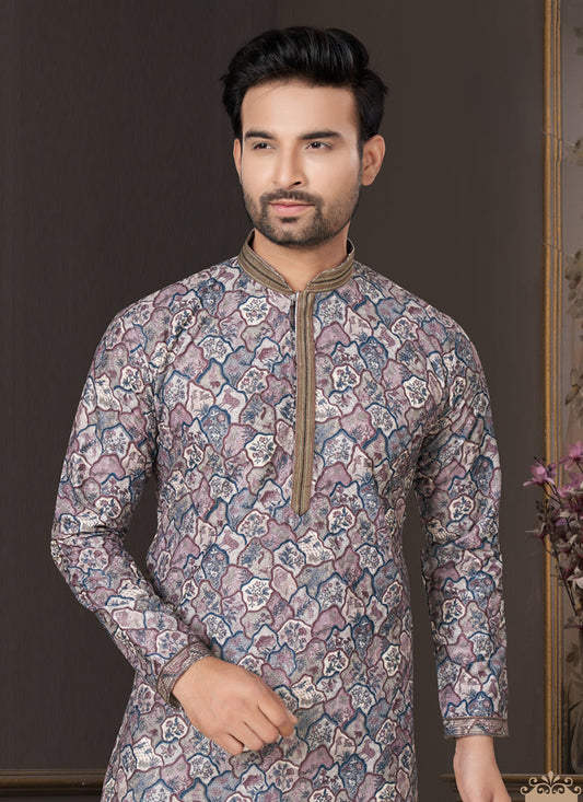 Grey Heavy Cotton Kurta Pyjama Set