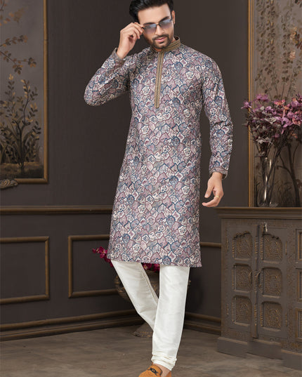 Grey Heavy Cotton Kurta Pyjama Set