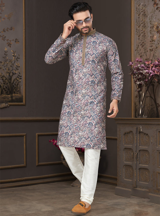 Grey Heavy Cotton Kurta Pyjama Set