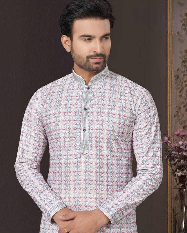 Off White Heavy Cotton Kurta Pyjama Set