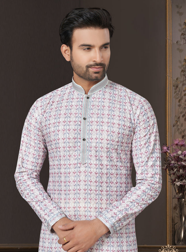 Off White Heavy Cotton Kurta Pyjama Set