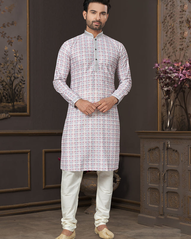 Off White Heavy Cotton Kurta Pyjama Set