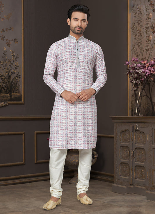 Off White Heavy Cotton Kurta Pyjama Set