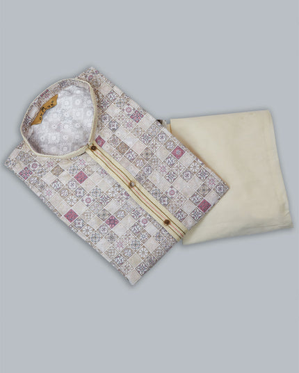 Off White Heavy Cotton Kurta Pyjama Set