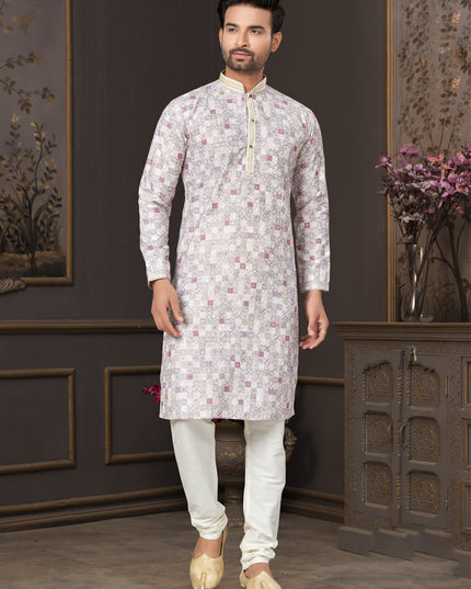 Off White Heavy Cotton Kurta Pyjama Set