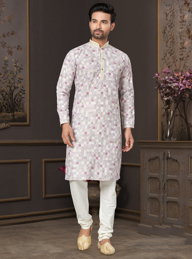 Off White Heavy Cotton Kurta Pyjama Set